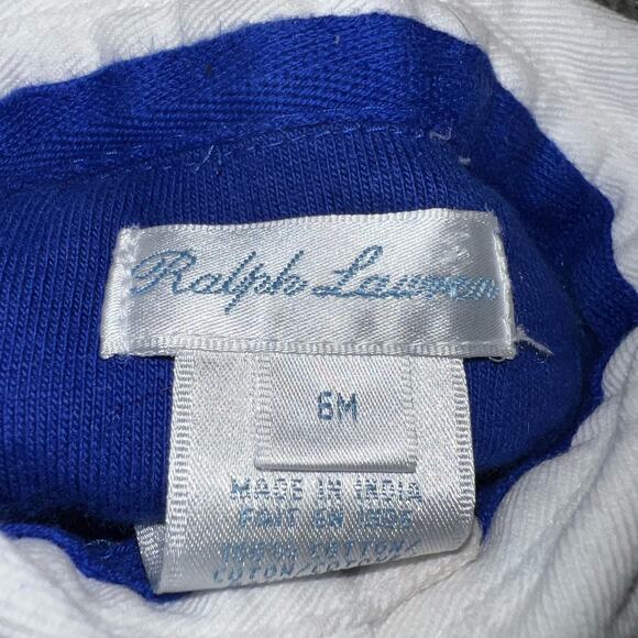 Baby Boy Polo Ralph Lauren preppy rugby one piece red white and blue size 6 mon - Picture 3 of 4